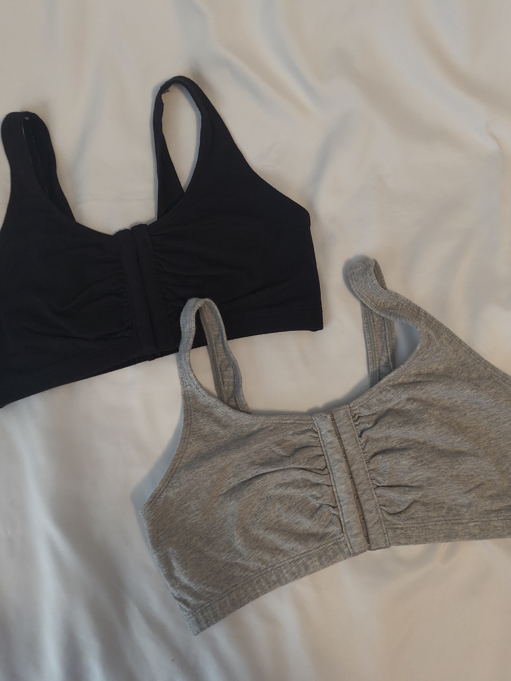 Fruit of the Loom Front-Closure Wireless Bras - Black & Gray